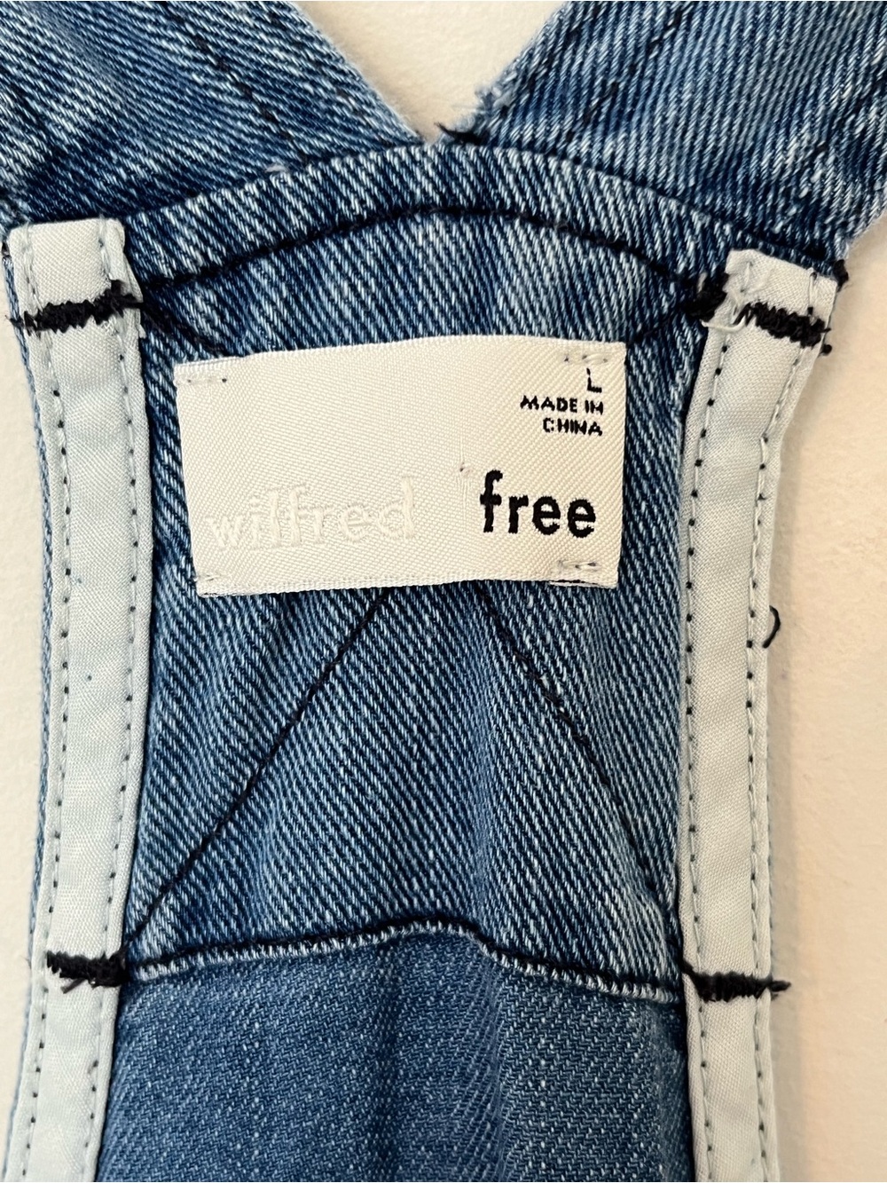 Aritzia Wilfred Free Beatriz Denim Romper Medium Wash Overall Shorts Size Large - Picture 5 of 9